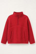 Load image into Gallery viewer, Red Sherpa Fleece Half Zipper Pullover