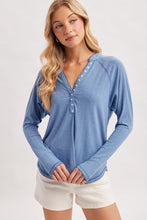 Load image into Gallery viewer, Denim Sarah Jersey Knit Henley Top