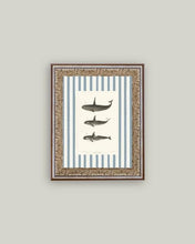 Load image into Gallery viewer, Whales on Stripes Framed Art