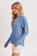 Load image into Gallery viewer, Denim Sarah Jersey Knit Henley Top