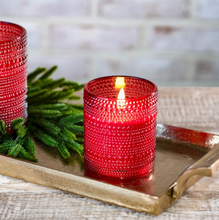 Load image into Gallery viewer, Red LED Beaded Glass Candle