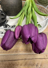 Load image into Gallery viewer, 12" Real Touch Deep Purple Tulip Bundle
